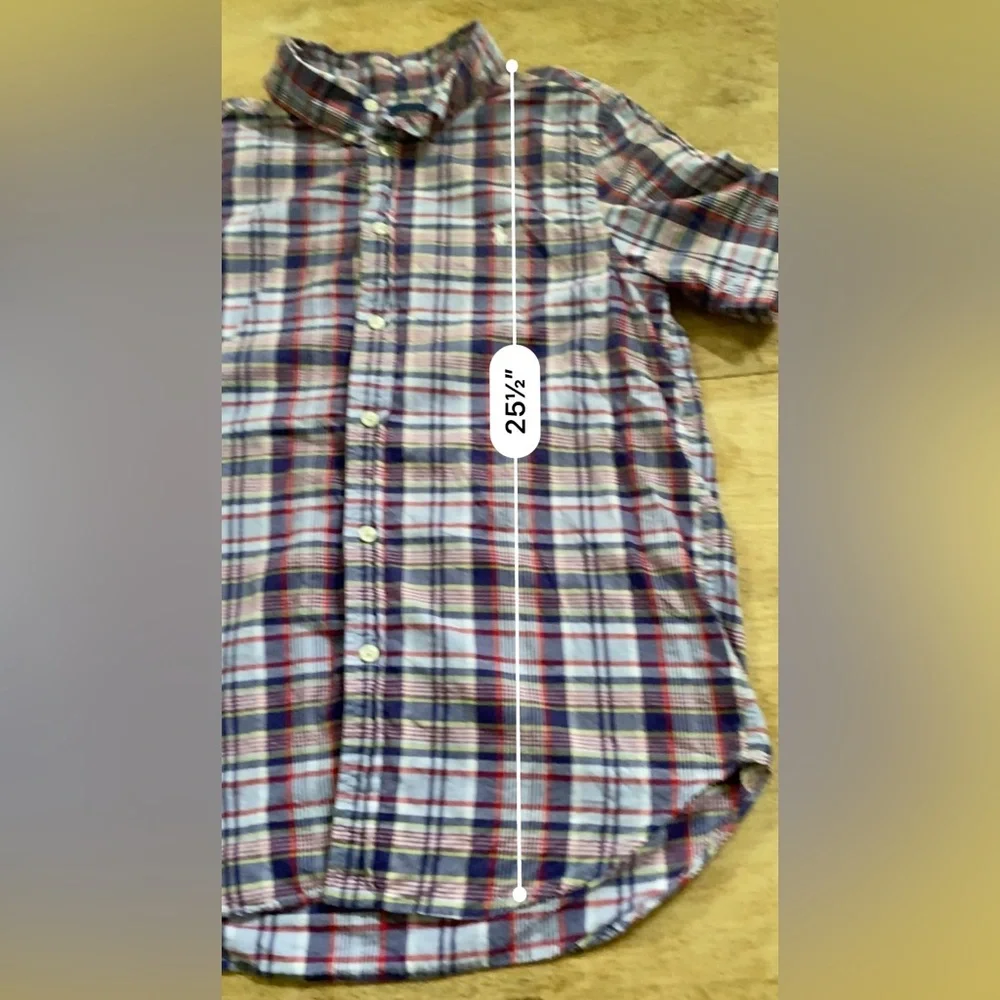Ralph‎ Lauren Polo Boy’s Sz L (14-16) Plaid Cotton Oxford Short Sleeve Shirt